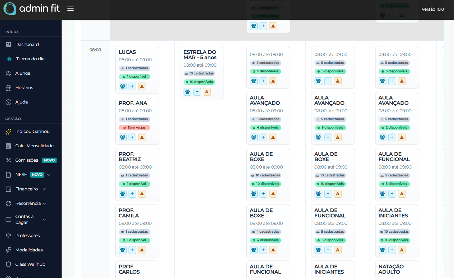 Painel Admin Fit para software para box e crossfit