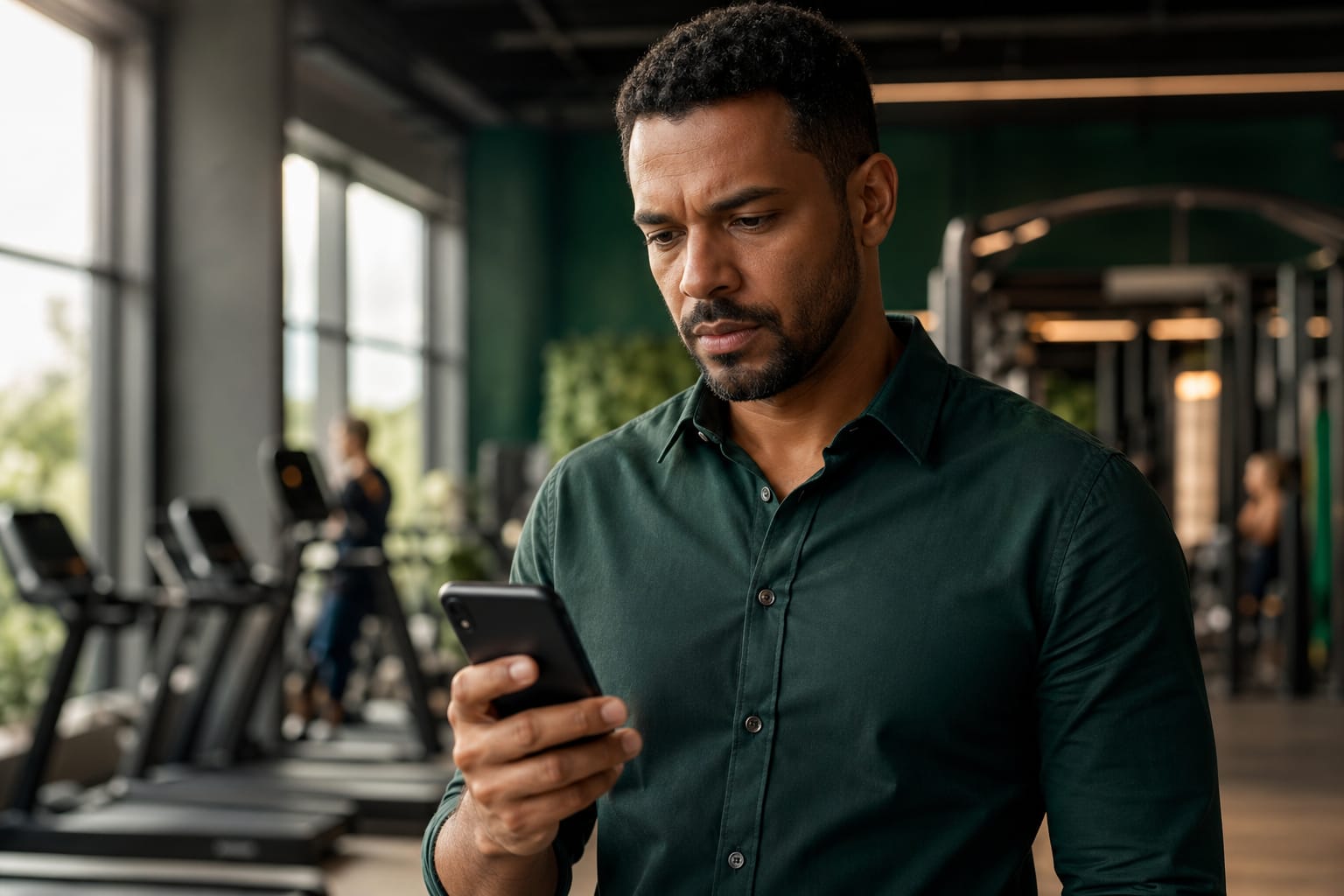 Atleta recebendo notificação de treino no celular